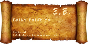 Balko Balázs névjegykártya